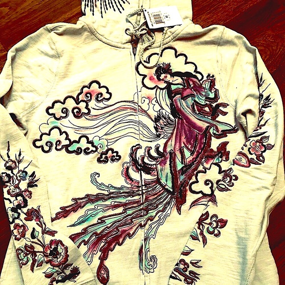 Lucky Brand Hoodie NWT Jacket Embroidered-Detail Zipper-Front L-Sleeve Size Med - Picture 5 of 10